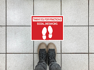 social distance floor sign app lowres.300x0 is Solutions for Social Distancing Identification