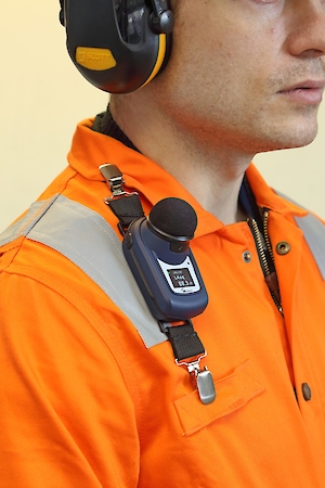 dbadge2 orange high vis on shoulder.300x0 is How WG Safety & Environmental uses the Casella dBadge2 dosimeter to drive business compliance in occupational health and safety