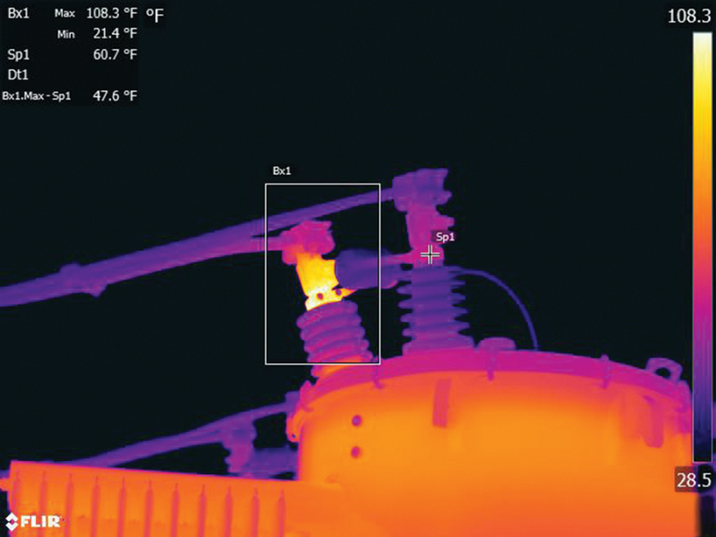 flir926 substation c phase regulator bushing thermal Power line monitoring on the move
