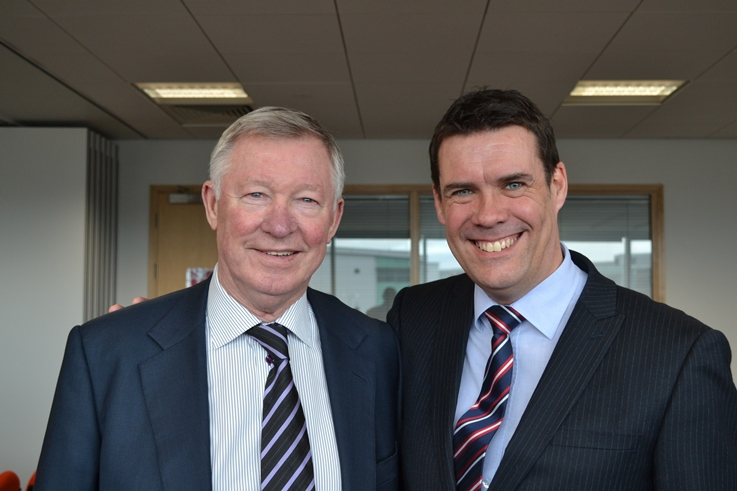 sir alex ferguson and ray fletcher low res SCX apprentices score a hit with Sir Alex Ferguson