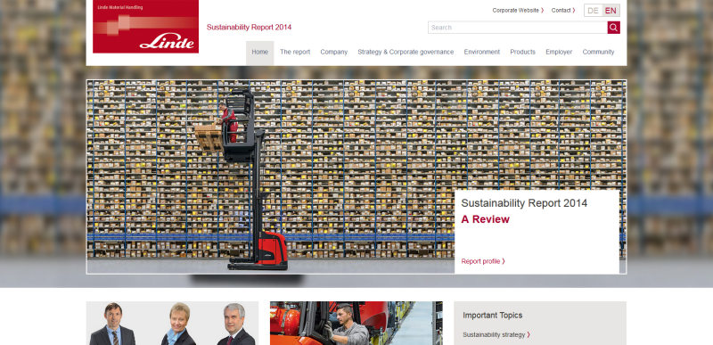 001 lmh sustainability report Linde Material Handling publishes its first sustainability report