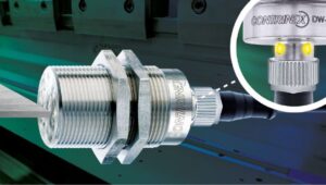 Dented 700 widescreen Contrinex inductive sensors check the presence and position of workpiece carriers