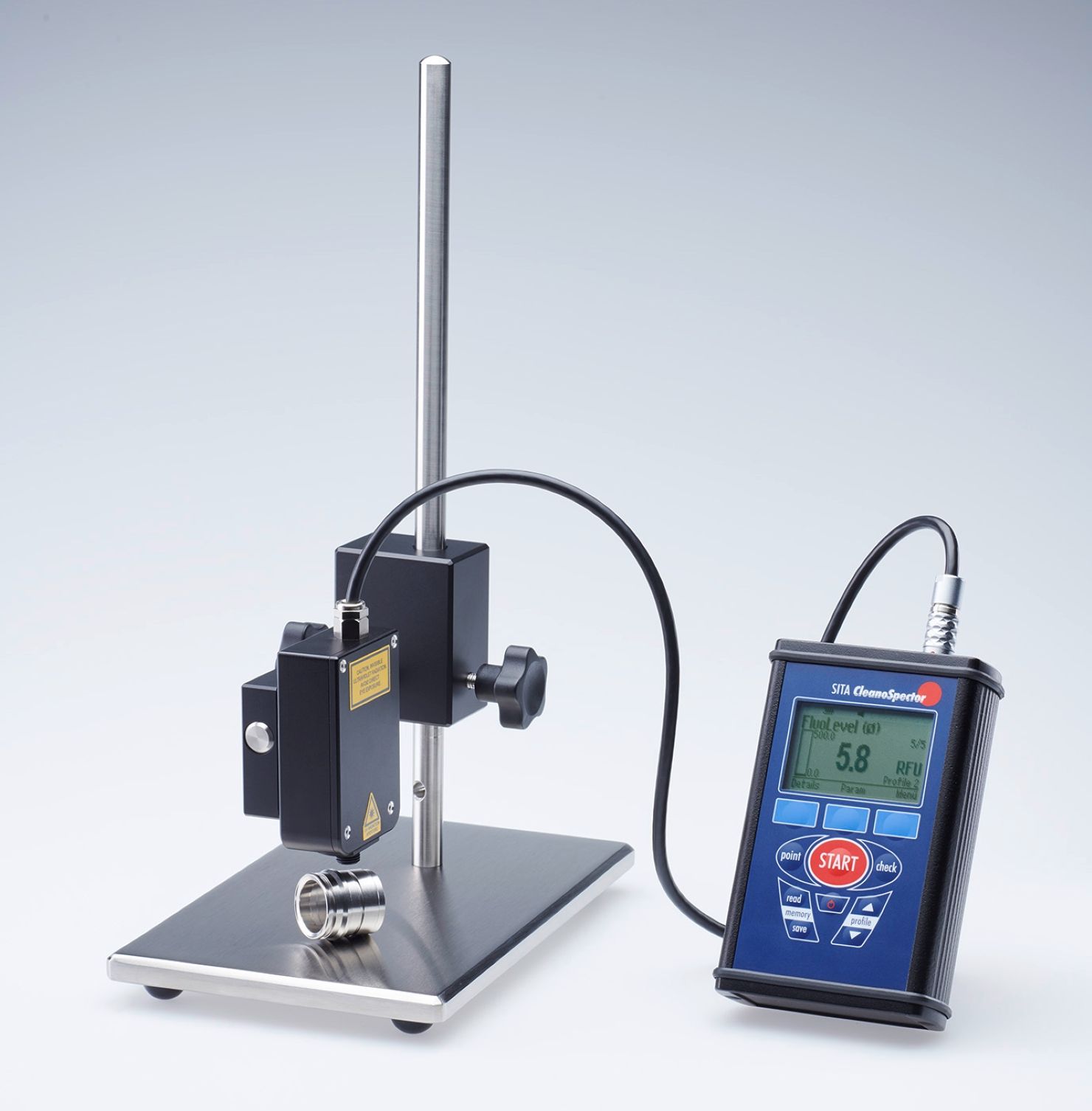 Hand-held test instrument for metal cleanliness