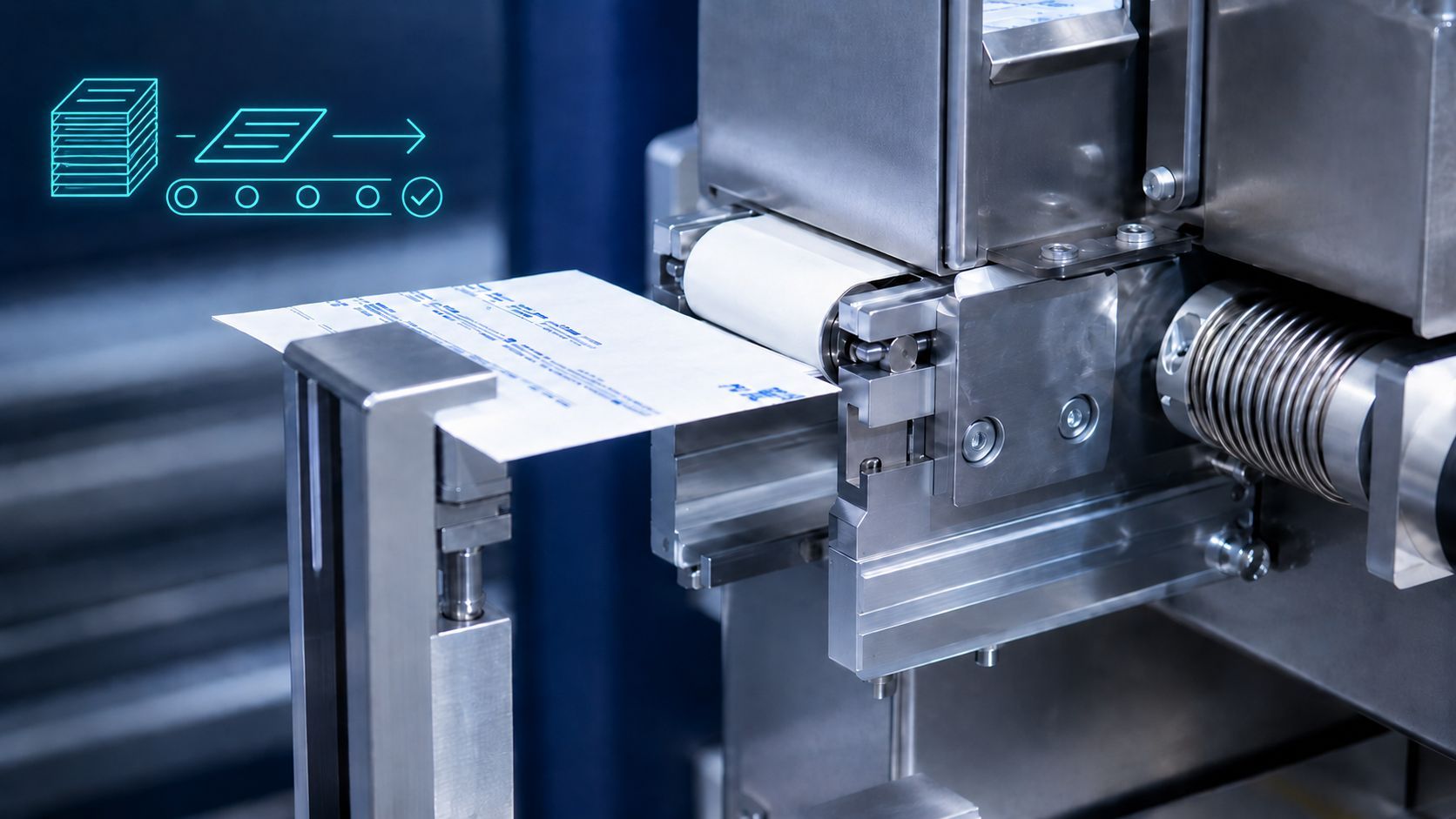 Reliable separation of lightweight package inserts with compact conveyor technology