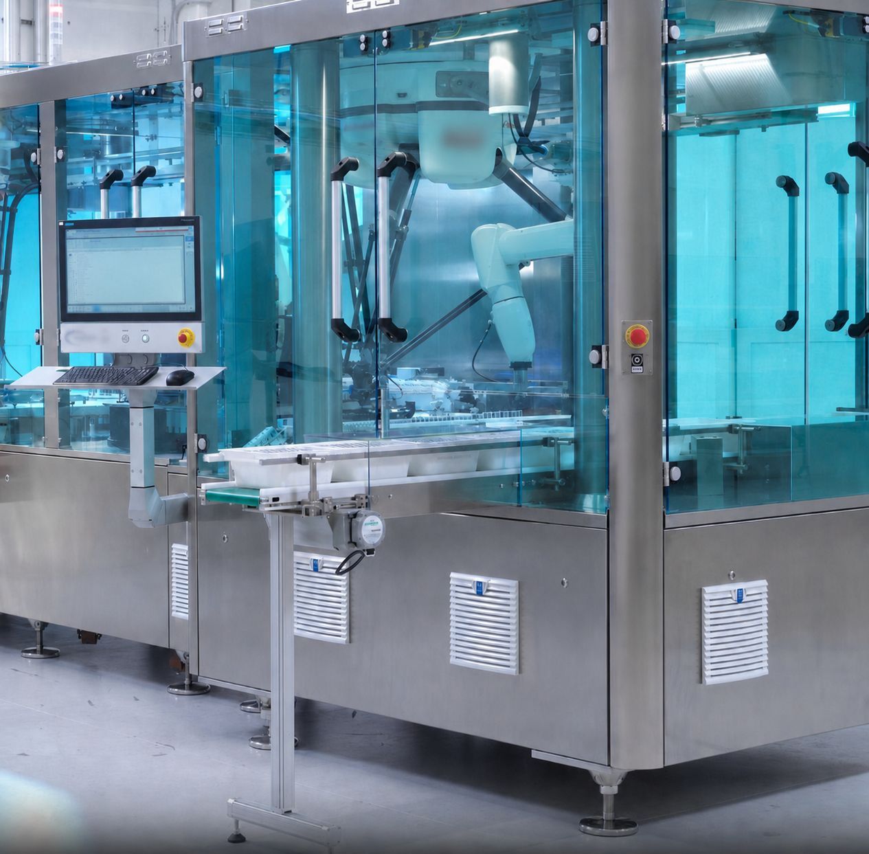 Precise conveyor technology for nest & tub systems in pharmaceutical production